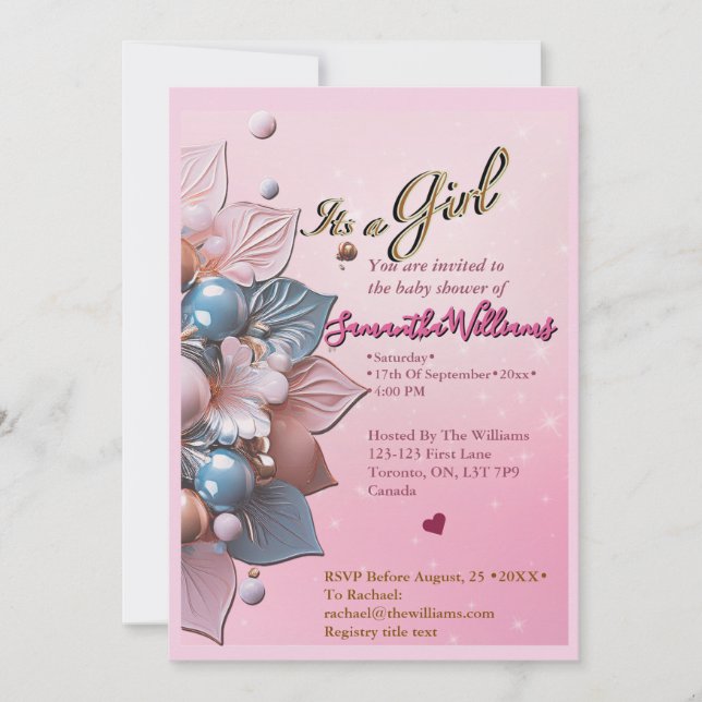 Baby Girl Shower Invitation  (Front)