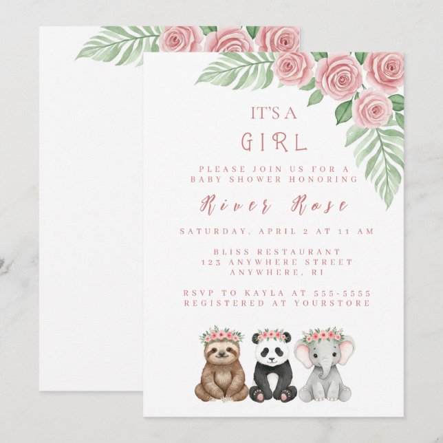 Baby Girl Shower Invitation  (Front/Back)
