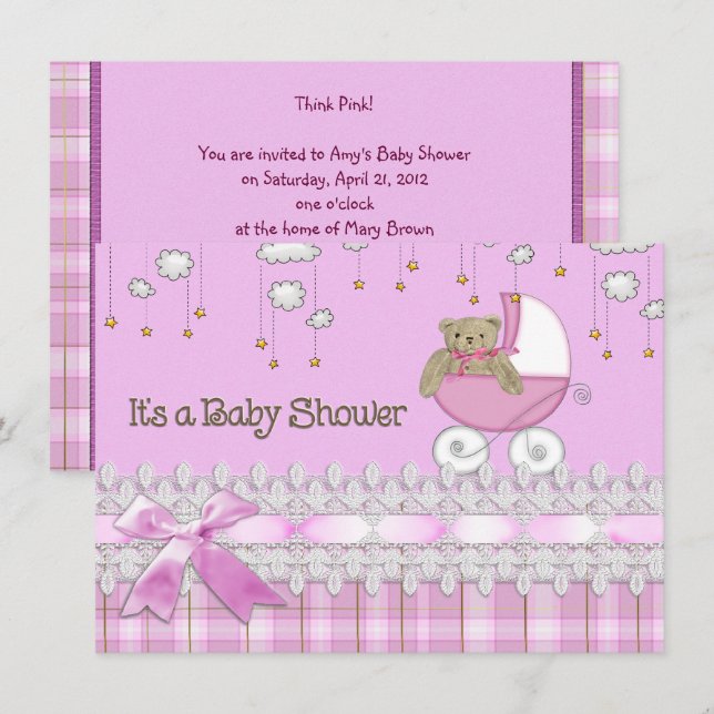 Baby Girl Shower Invitation (Front/Back)