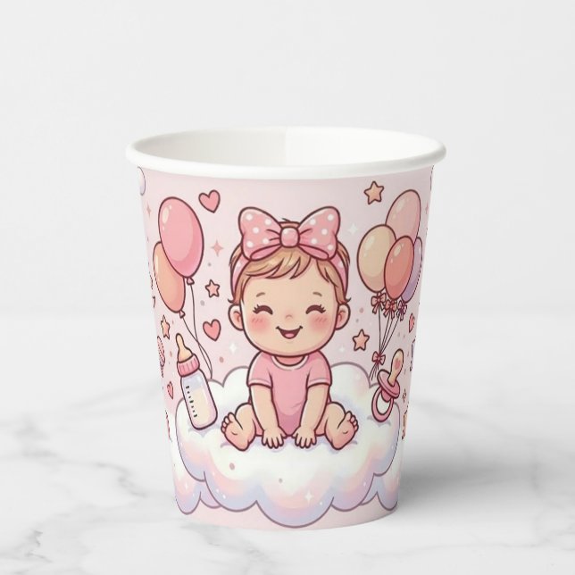 Baby girl shower paper cup (Left)