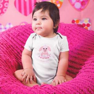 Baby Girl Shower Personalised Puppy Pink Bodysuit