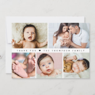 Baby Girl Shower Photo Collage Simple Thank You Card