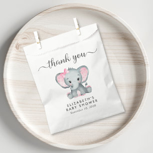 Baby Girl Shower Pink Elephant Thank You Favour Bag