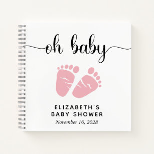 Baby Girl Shower Pink Feet Guest Book