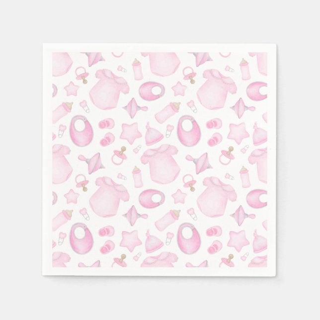Baby Girl Shower Pink Napkin (Front)