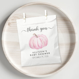 Baby Girl Shower Pink Pumpkin Thank You Favour Bag