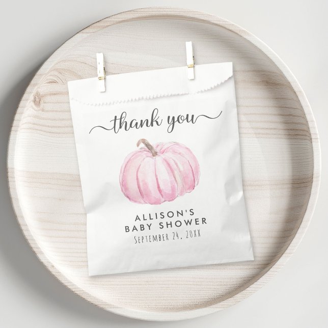 Baby Girl Shower Pink Pumpkin Thank You Favour Bag (Creator Uploaded)