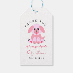 Baby Girl Shower Puppy Pink Personalised Gift Tags