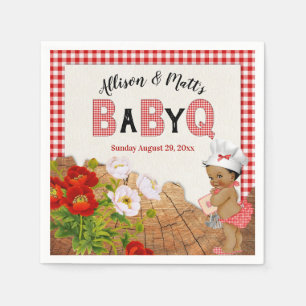 Baby Girl Shower Red Gingham Baby Q Barbeque Napkin