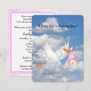 Baby Girl Shower Stork Delivery Invitation
