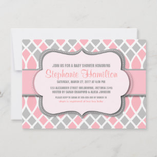 Baby girl shower trellis mosaic invitation