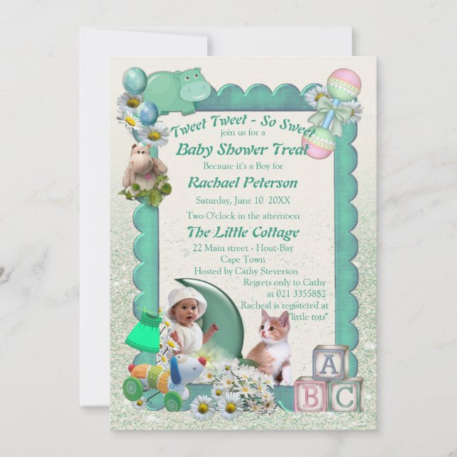 Baby Girl Shower Tweets Invitation (Front)