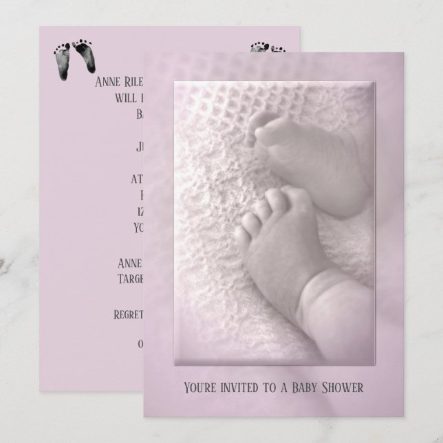 Baby Girl Shower with Baby Feet Invitation (Front/Back)