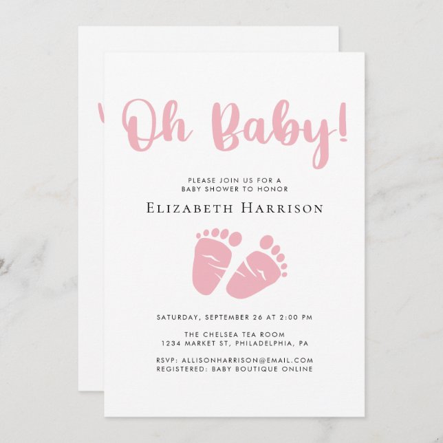 Baby Girl Shower with Virtual Online Option Pink Invitation (Front/Back)