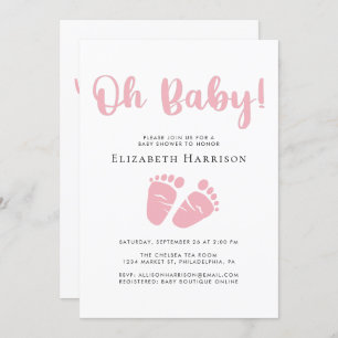 Baby Girl Shower with Virtual Online Option Pink Invitation