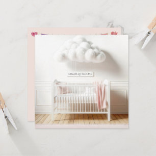 Baby Girl Shower With White Crib and Cloud Invitation