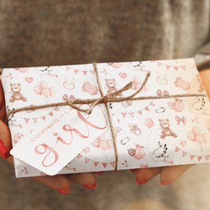 Baby Girl Shower Wrapping Paper