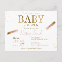 Baby Girl Simple Baby Shower Invitation Postcards