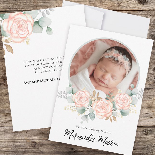 Baby Girl Simple Newborn Photo Script Floral Pink (Creator Uploaded)