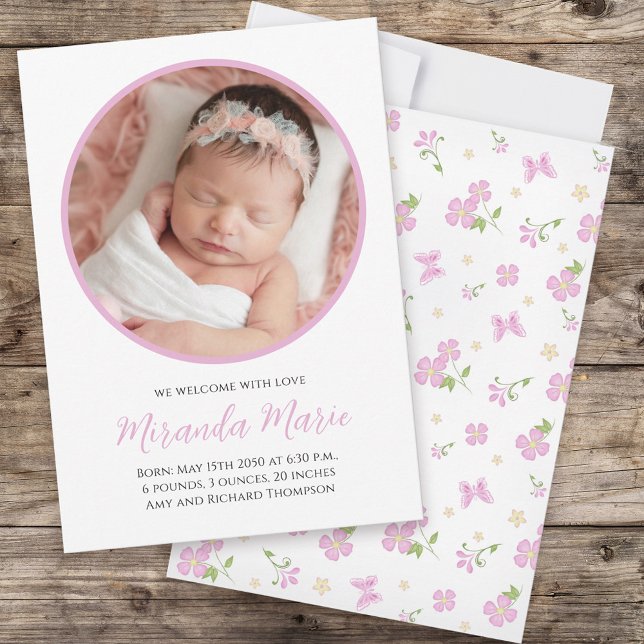 Baby Girl Simple Newborn Photo Script Floral Pink (Creator Uploaded)