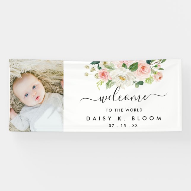 Baby Girl Sip And See Photo Banner (Horizontal)