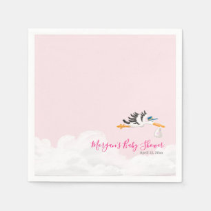 Baby Girl "Special Delivery" Stork Baby Shower Napkin