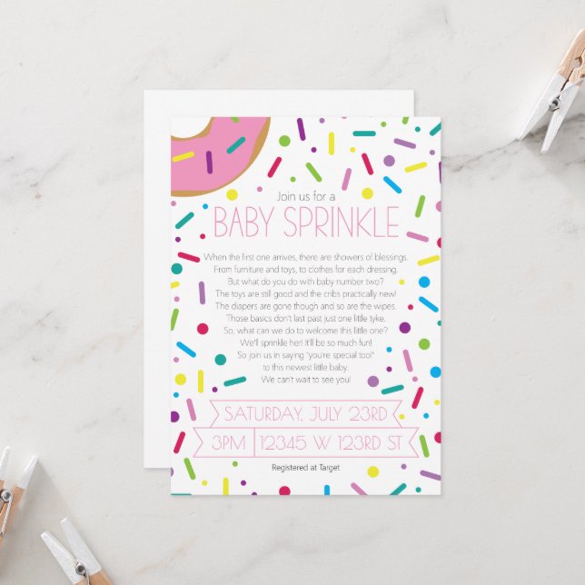 Baby Girl Sprinkle Invitation (Front/Back In Situ)