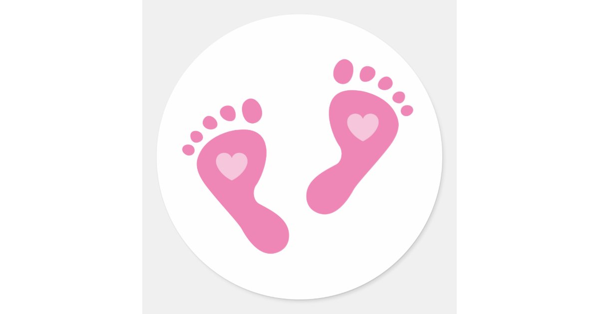 baby girl stickers with heart foot prints zazzle com au