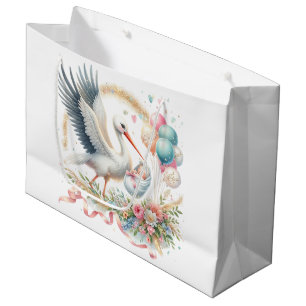 Baby Girl Stork  Large Gift Bag