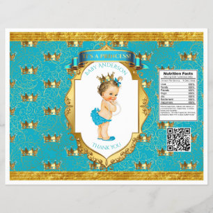 Baby Girl Teal Gold Chip Bag Wrappers