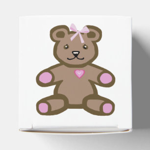 Baby girl teddy bear with pink bow favour box