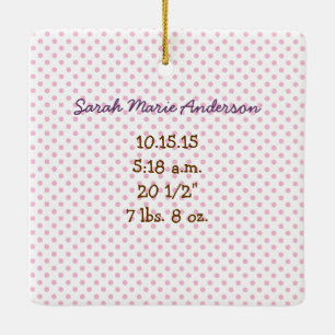 Baby Girl Tiny Tee Photo Ornament with Birth Stats