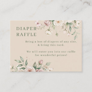 Baby Girl to Bee Floral Girl Beige Diaper Raffle Enclosure Card