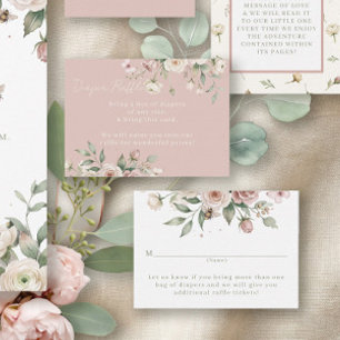 Baby Girl to Bee Pink Floral Girl Diaper Raffle Enclosure Card