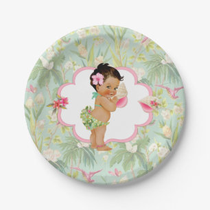 Baby Girl Tropical Hawaiian Luau Hibiscus  Paper Plate