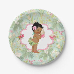 Baby Girl Tropical Hawaiian Luau Hibiscus Paper Plate