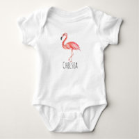 Baby Girl Tropical Watercolor Pink Flamingo Name