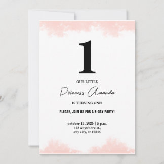 Baby Girl Turning One Simple Elegant 1st Birthday Invitation