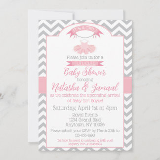 Baby Girl Tutu Ballet Baby Shower Invitation Pink