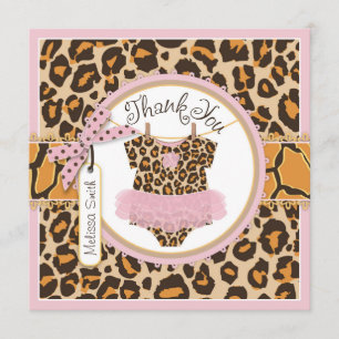 Baby Girl Tutu Cheetah Print Thank You Card