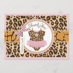 Baby Girl Tutu Cheetah Print Thank You Card