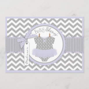 Baby Girl Tutu Chevron Print Baby Shower Invitation
