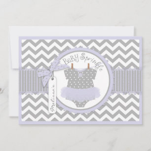 Baby Girl Tutu Chevron Print Baby Shower Invitation