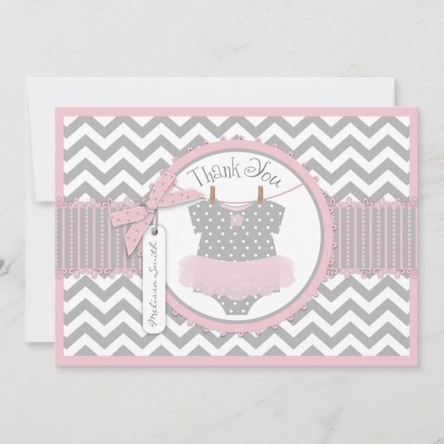 Baby Girl Tutu Chevron Print Thank You (Front)