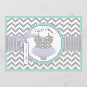 Baby Girl Tutu Chevron Print Thank You Card