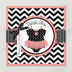 Baby Girl Tutu Chevron Print Thank You Card