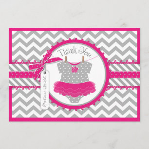 Baby Girl Tutu Chevron Print Thank You Card