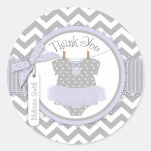 Baby Girl Tutu Chevron Print Thank You Label