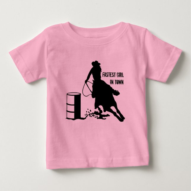 Baby Girl TuTu Cowgirl Barrel Racer Baby T-Shirt (Front)
