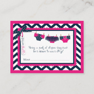 Baby Girl Tutu Diaper Raffle Ticket Enclosure Card